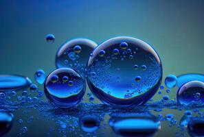 blauw glanzend water bubbel in onderwater- achtergrond. natuur en abstract concept. generatief ai foto