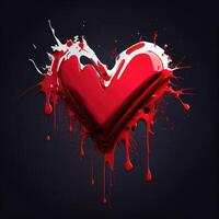 rood hart vorm Aan donker zwart achtergrond. valentijnsdag dag en romance concept. digitaal kunst illustratie thema. generatief ai foto