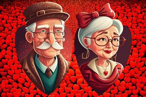 oud en jong geliefden liefde Valentijn dag concept illustratie generatief ai foto