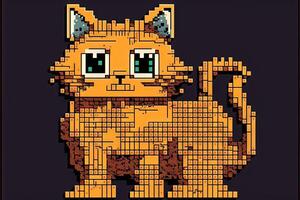 groot pixel retro CPU kat illustratie generatief ai foto