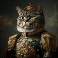 tsaar zar Russisch kat in uniform illustratie generatief ai foto