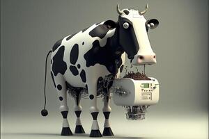 robot koe van de toekomst geven melk illustratie generatief ai foto