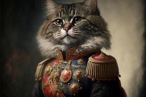 tsaar zar Russisch kat in uniform illustratie generatief ai foto