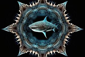 haai dier mandala fractal illustratie generatief ai foto
