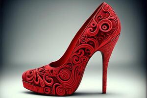 Valentijn dag rood Dames schoenen met hoog hakken generatief ai foto
