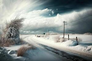 heel verkoudheid weer in Amerika landschap Verenigde staten in winter illustratie generatief ai foto