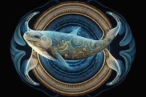 walvis dier mandala fractal illustratie generatief ai foto