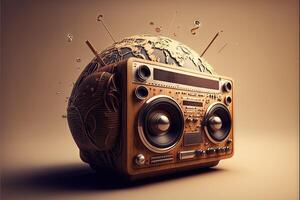 wereld radio dag poster ontwerp abstract illustratie generatief ai foto