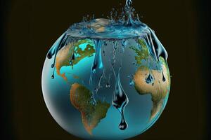 wereld water dag. wereldbol concept ontwerp voor planeet aarde gemaakt van water illustratie generatief ai foto