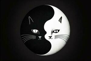 yin yang kat gemaakt schattig zwart en wit katten in Yin Yang vorm geven aan. illustratie generatief ai foto