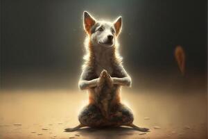 hond aan het doen yoga illustratie generatief ai foto