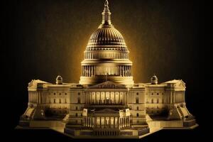 Capitol in Washington dc gemaakt van goud illustratie generatief ai foto