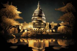 Capitol in Washington dc gemaakt van goud illustratie generatief ai foto