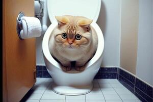 kat gebruik makend van toilet illustratie generatief ai foto