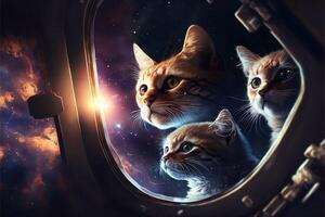 katten in ruimte filmische illustratie generatief ai foto