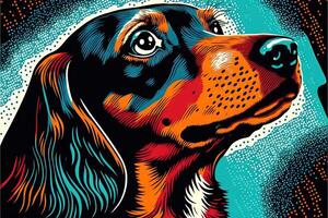 schattig teckel hond in kleurrijk knal kunst illustratie generatief ai foto