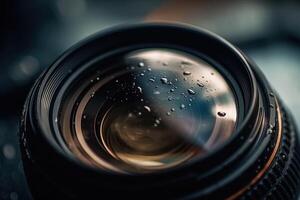 camera lens detail met reflectie illustratie generatief ai foto