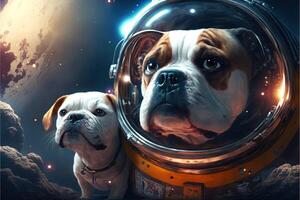 honden in ruimte filmische illustratie generatief ai foto