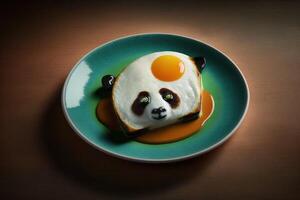panda vormig gebakken eieren illustratie generatief ai foto