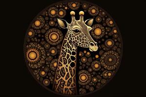 giraffe dier mandala fractal illustratie generatief ai foto
