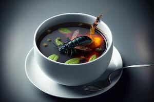 fijnproever insect restaurant bord illustratie generatief ai foto