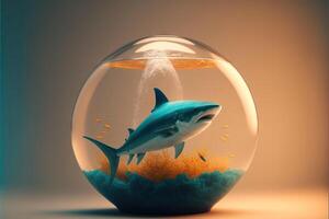 haai binnen een vis kom illustratie artwork generatief ai foto