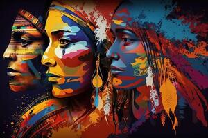 inheems volkeren dag, Internationale dag van de wereld inheems mensen illustratie generatief ai foto