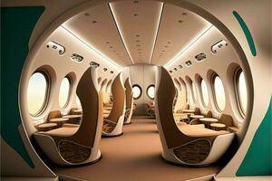 Jet van de toekomst cabine interieur illustratie generatief ai foto