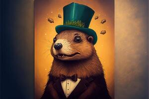 groundhog dag. marmot viering 2 februari illustratie generatief ai foto