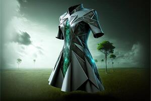 eco technologie groen jurk van de toekomst illustratie generatief ai foto