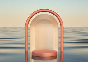 3d-realistische luxe rond podium op water foto