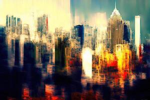 abstract nieuw york stad nyc oud retro stijl illustratie generatief ai foto