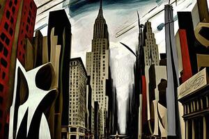 pablo Picasso stijl denkbeeldig vertegenwoordiging nieuw york stad als geschilderd door artiest illustratie generatief ai foto