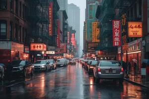 nieuw york Verenigde Staten van Amerika gedomineerd door China, binnengevallen en overwonnen door Chinese fantasie illustratie generatief ai foto