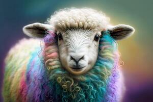 een schapen geschilderd met pastel kleuren van voorjaar illustratie generatief ai foto