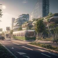 eco stijl verkeer stad ai gegenereerd foto