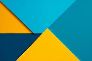 meetkundig abstract twee kleur, blauw en geel ai gegenereerd foto