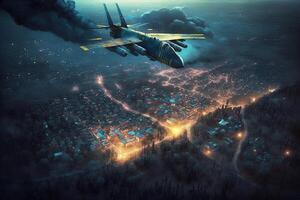 Rusland antenne aanval naar Oekraïne illustratie generatief ai foto