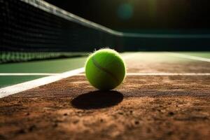 tennis bal Aan de lijn detail illustratie generatief ai foto