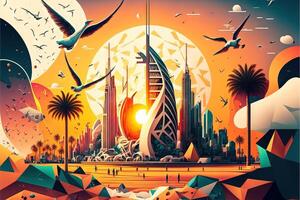 Dubai abstract horizon net zo de toekomst van crypto gemeenschap illustratie generatief ai foto