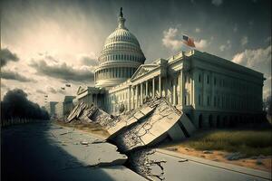 Washington dc aardbeving Aan Capitol en winkelcentrum illustratie generatief ai foto