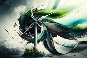 wereld wind dag abstract illustratie generatief ai foto