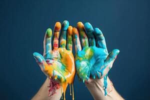 wereld hand- schoonmaak dag abstract illustratie generatief ai foto