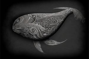 Maori tribal walvis schetsen polynesisch tatoeëren patroon illustratie generatief ai foto