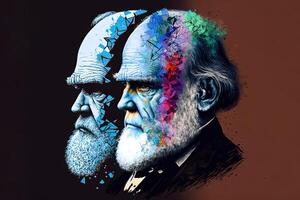 wereld Darwin dag vertegenwoordigen de evolutie theorie illustratie generatief ai foto