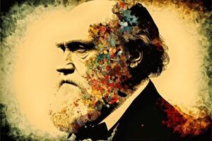 wereld Darwin dag vertegenwoordigen de evolutie theorie illustratie generatief ai foto