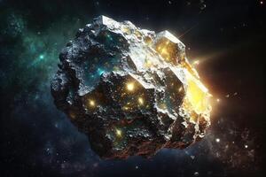 asteroïde gemaakt van diamanten in diep ruimte illustratie generatief ai foto