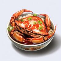 soja saus gemarineerd krab, Koreaans voedsel. ai gegenereerd foto