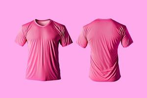 foto realistisch mannetje roze t-shirts met kopiëren ruimte, voorkant en terug visie. ai gegenereerd