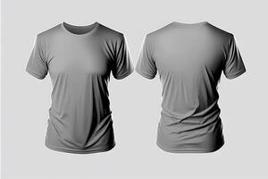 foto realistisch mannetje grijs t-shirts met kopiëren ruimte, voorkant en terug visie. ai gegenereerd